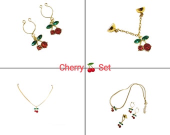 Intimate Genital Jewelry Set with Cherry Charm, Non-Piercing Set of 3, MATURE Sex Toys, BDSM Jewelry Intimate Jewelry gift