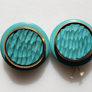 Vintage Buttons Loose -  Turquoise & Gold 2PCS