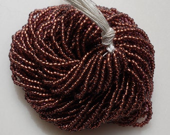 Czech Seed Bead, Size 11/0, Full Hank, Brick Silver Lined