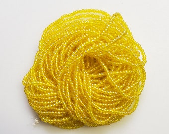 Czech Seed Bead Size 11/0, Full Hank, Yellow Transparent Iris Finish SBH11/0-32