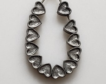 Vintage Pewter Heart Beads 12 PCS