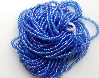 Czech Seed Bead Size 11/0, Full Hank, Periwinkle Blue Transparent with Iris Finish SBH11/0-39