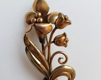 Vintage Costume Jewelry - Gold Filled Carl Arts Floral Brooch