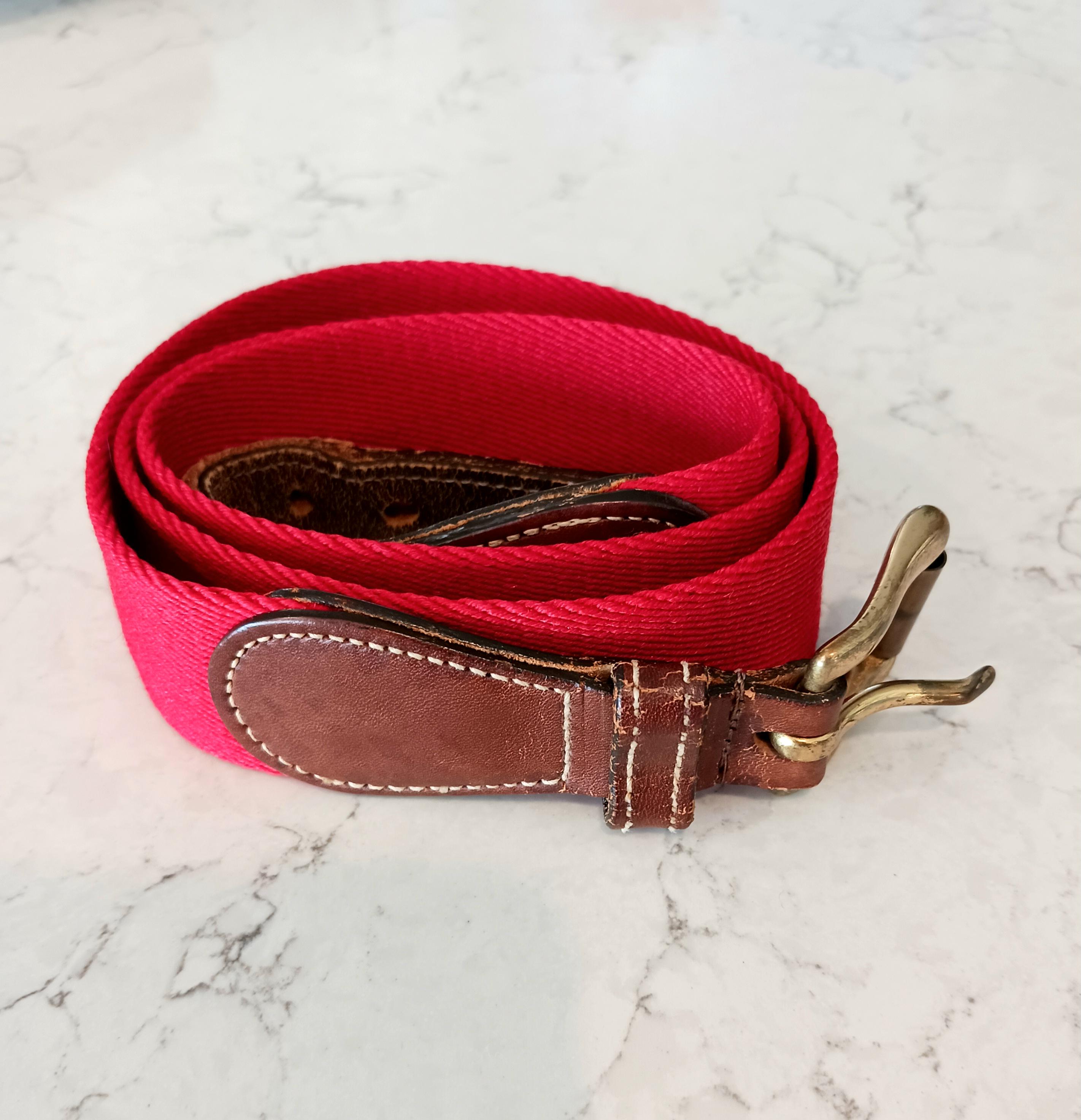 Vintage Dooney & Bourke Red  Pebble Leather Belt Gold Buckle Med 26\