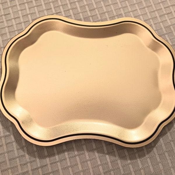 Gold and Black Metal Dresser Tray Vanity Tray Hollywood Regency 9.25 x 7 inches