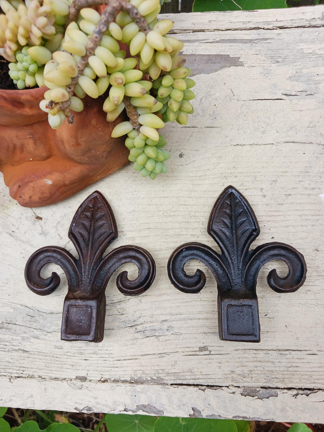 4 Inch Wrought Iron Finial Pair Fleur De Lis Rod Finial Iron Decor for ...