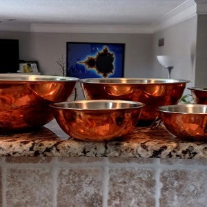 Copper Plated Stainless Steel Mixing Bowl Set With Rings 5 Piece Made in Korea