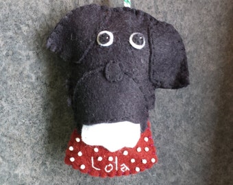 Custom/Personalized Dog Ornament, wool felt, christmas, hand-stitched