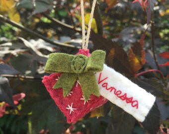 Personalized Wool Felt Present Ornament