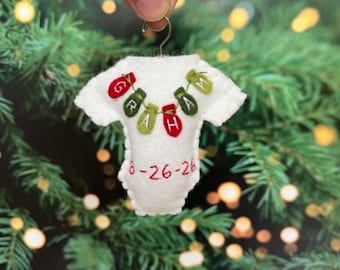 Personalized Baby's First Christmas Onesie Ornament, Custom Name & Birthdate, Keepsake