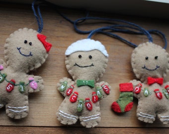 Personalized Gingerbread Boy or Girl Ornament--Wool Felt