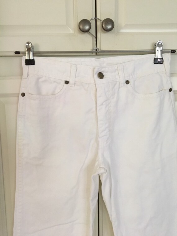 1970s or 80s white denim wide leg bell bottom jean