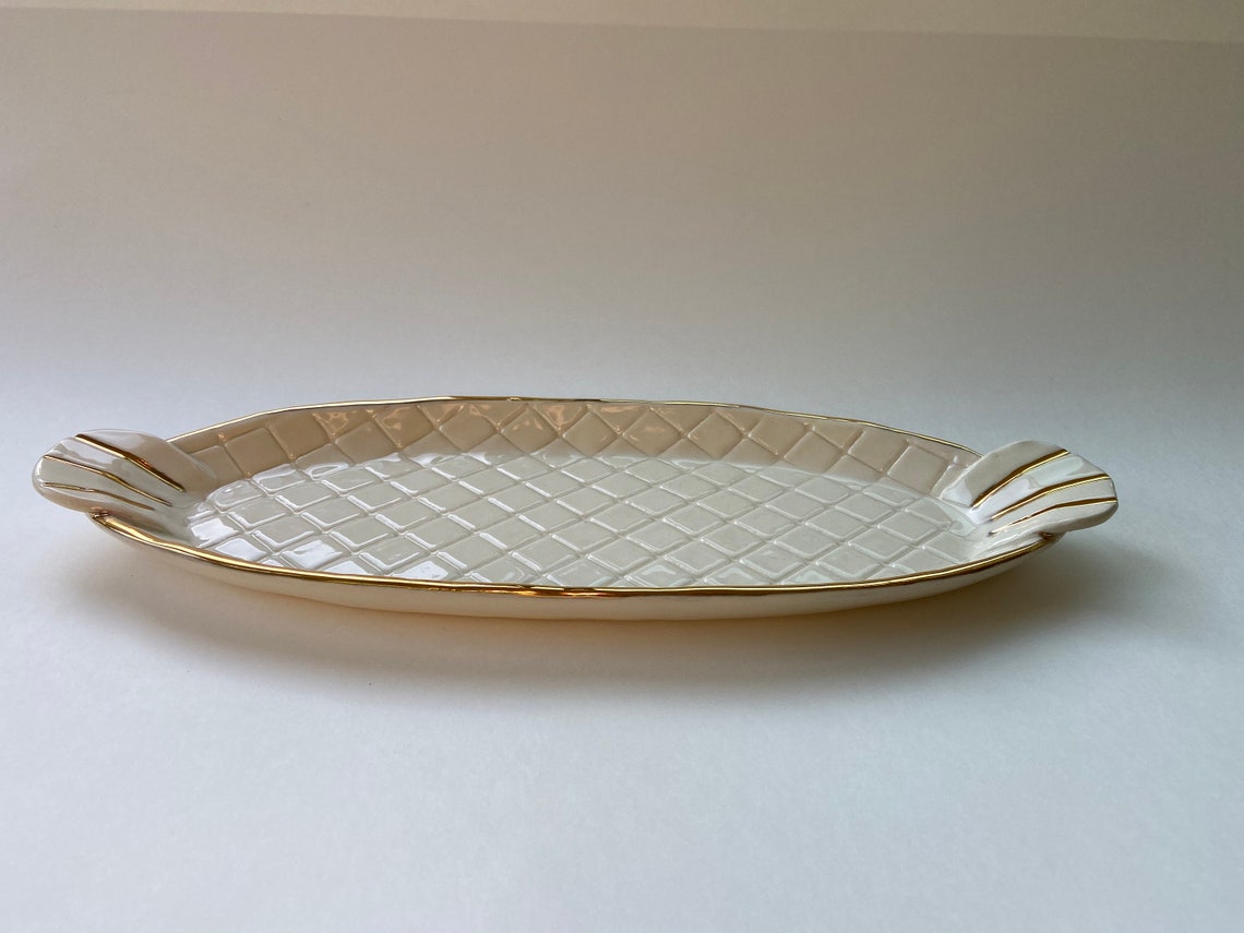 Gold Rimmed Serving PlatterREAL GOLD Etsy