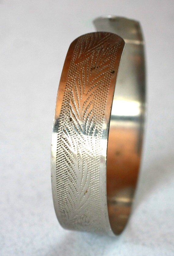 Silver Plated Thin Adjustable Bracelet, Rustic Br… - image 2