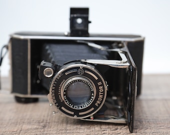 Vintage Beier Voran German Film Camera, Brown Leather Case, Fully Operational, Made in Germany, 1933, Vintage folding camera, 120mm camera