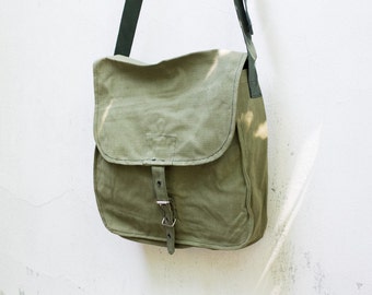 Vintage Green Military Bag Army Canvas Bag Soviet Unused USSR Cold War back to school, Army Bag, Crossbody Bag,  ammo messenger bag