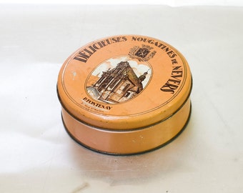 Vintage Rare French Biscuit Tin Case France Metal Tin Box Souvenir Collectible Box Silver Color Multifunctional Wedding Memory, ohtteam,