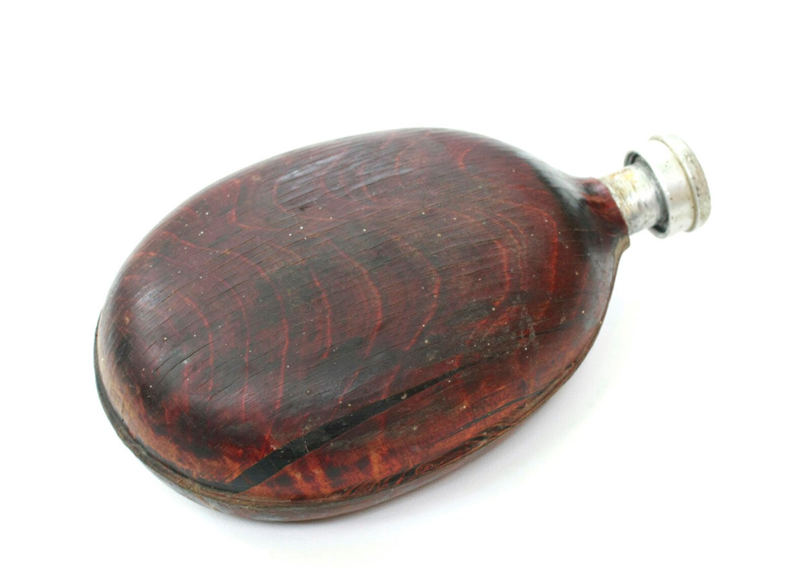 Vintage Aluminum Military Canteen Water Flask With Wood Cover Etsy