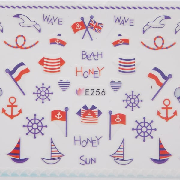Nautical Nail Decals Etsy