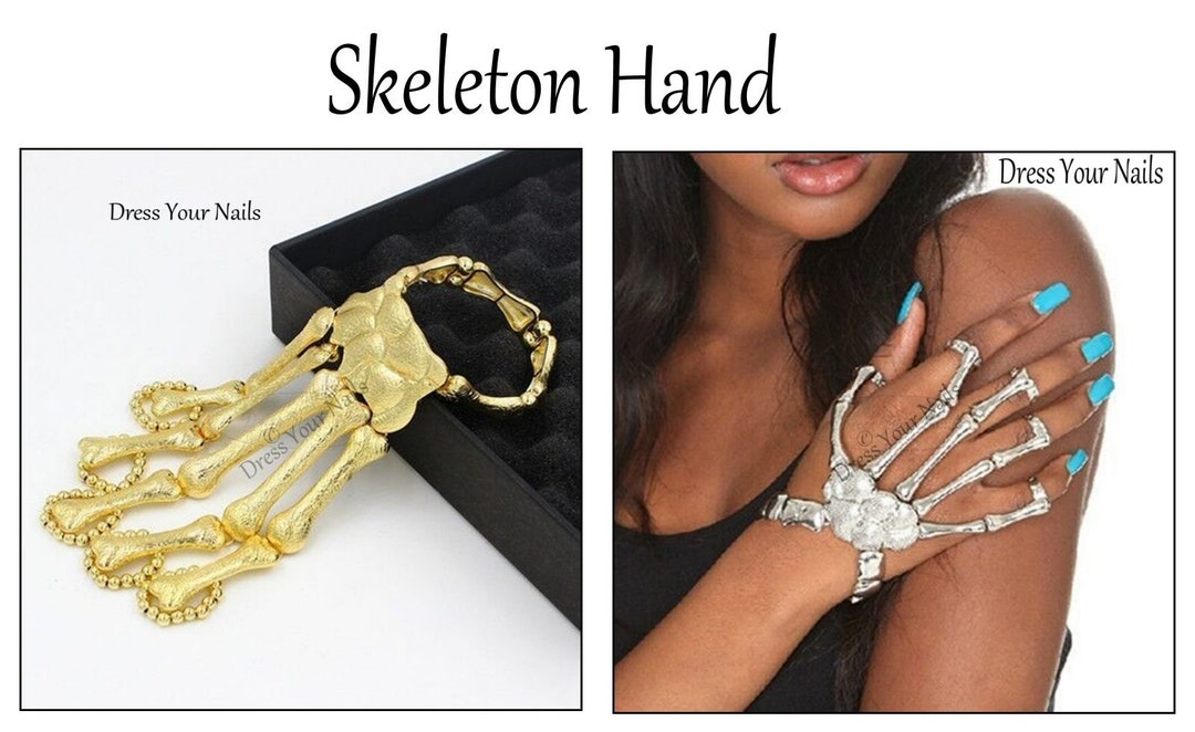 Silver Plated Handmade Skeleton Ring&bracelet,silver Plated Women Bracelet,gothic  Skeleton Hand Bracelet,skeleton Adjustable Bracelet - Etsy