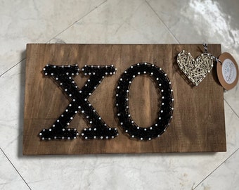 XO Heart String Art Sign - XO sign - heart sign - love sign - wooden sign -gift under 25 - valentines days