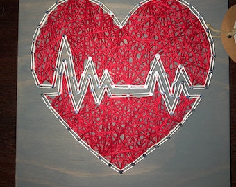 Nurse Heart String Art Sign - nurse sign - heartbeat sign - decorative sign - doctors sign - gift under 25 dollars