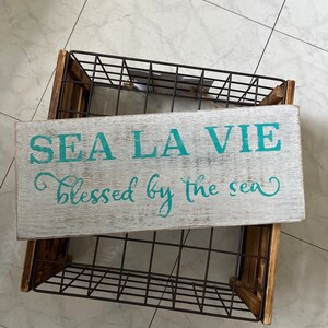 Sea La Vie Blessed By The Sea Sign - hand painted sign - cedar board sign - rustic sign - decorative sign - beach house decor - beach sign