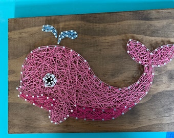 String Art Whale Sign - baby shower gift - wooden sign - nursery decor - nursery gift