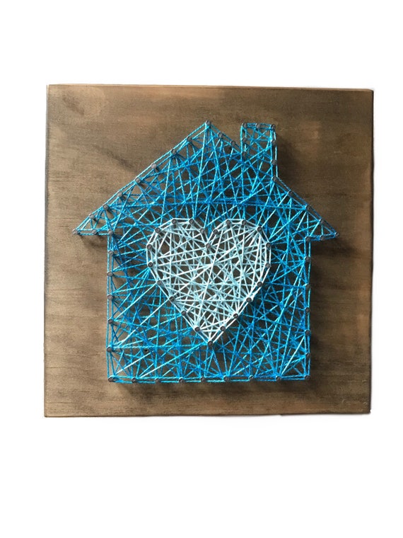House With Heart String Art Sign Wooden Sign Home Is Etsy
