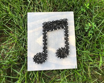 Musical  Note String Art Sign - musical note sign - music sign - wooden sign - decorative sign - string art - string art sign