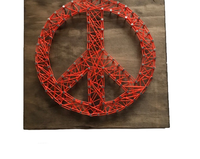 Peace String Art Sign Wooden Sign Decorative Sign Hippie Era Home Decor