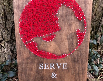 Firefighter Silhouette  String Art Sign - firefighter sign - fireman sign - serve and protect  - fireman gift - firefighters gift