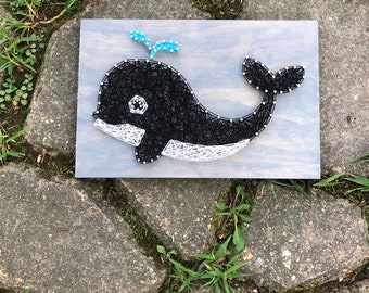 String Art Whale Sign - baby shower gift - wooden sign - nursery decor - nursery gift