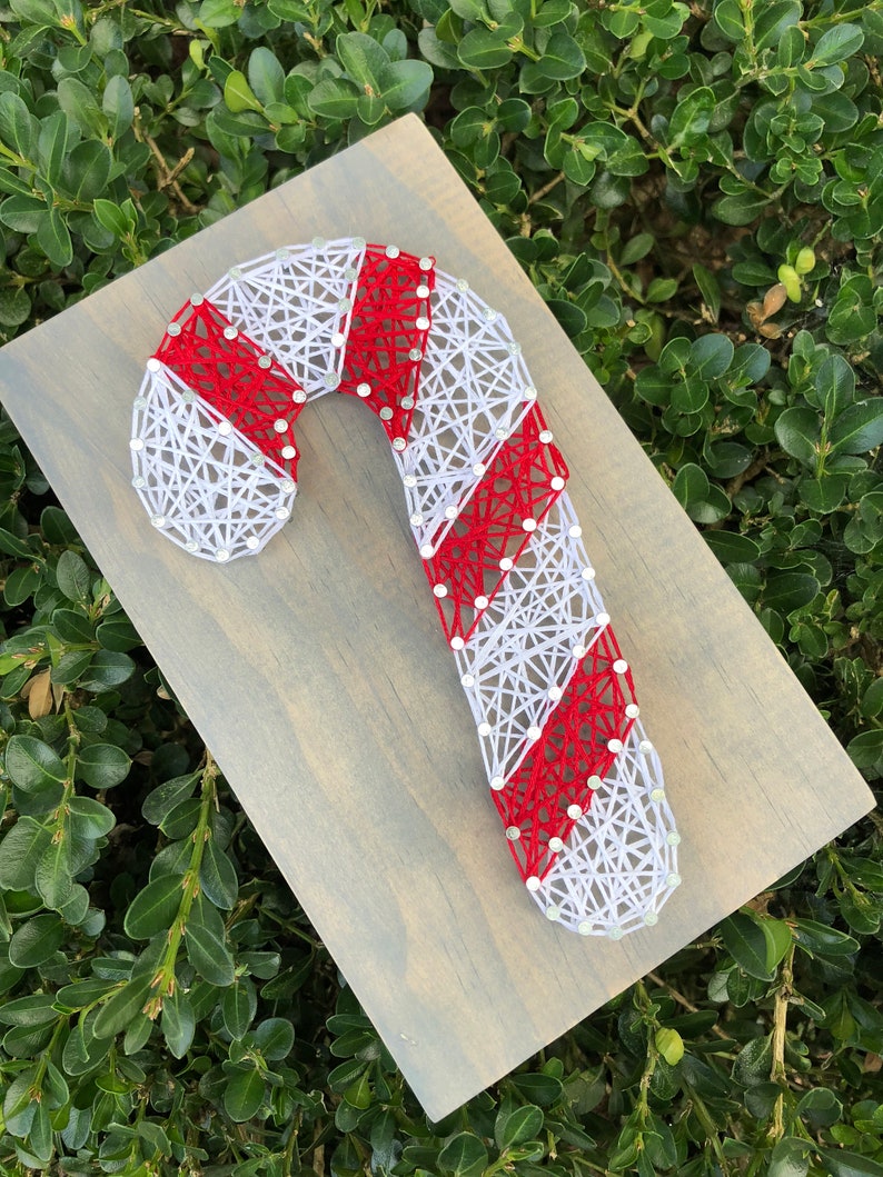 Candy Cane String Art Sign candy cane sign Christmas Etsy
