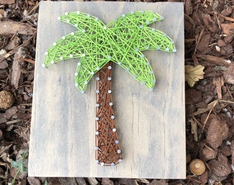 Palm Tree String Art Sign - palm tree sign - beach sign - wooden sign - gift under 20 dollar - house warming gift