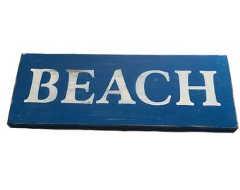 Beach Sign - hand painted sign - wooden sign - rustic sign - decorative sign - beach decor sign - distressed sign