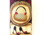 Fabric Glasses Sleeve with Tab Closure, Handmade with a Vintage Style Fabric Appliqué, Woman's Christmas Gift Idea