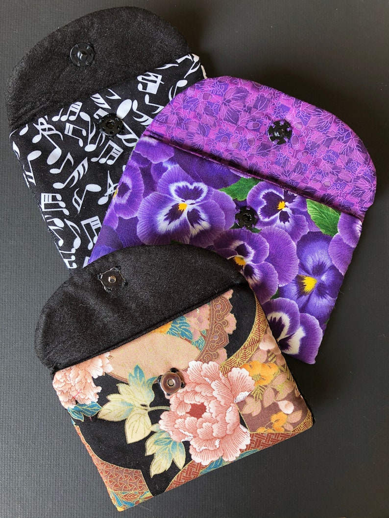 Padded Pouch for Makeup Tampons Hearing Aid Women/'s Gift Idea Christmas Stocking Filler Sanitary Pad 3 Handmade Fabric Purses Coins
