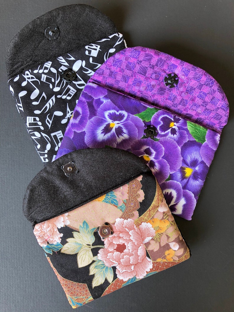 Padded Pouch for Makeup Tampons Hearing Aid Women/'s Gift Idea Christmas Stocking Filler Sanitary Pad 3 Handmade Fabric Purses Coins