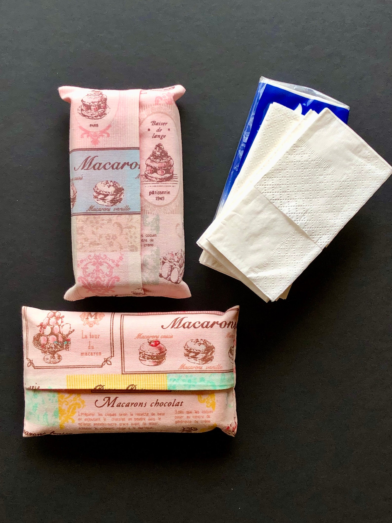 French Themed Handmade Small Tissue Cases Two with Tissues Etsy