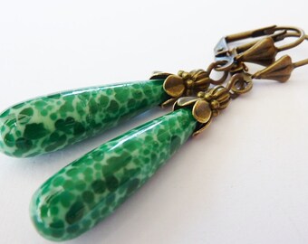 Elster Lilly's green marble pendulum | Earrings