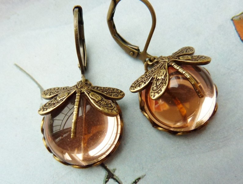 Roses Libellchen Earrings short bronze image 2