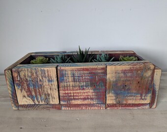 Rustic Reclaimed Wooden Storage Display Box Trough Small Compact Size