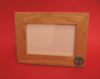 Tree of Life Design Real Oak Picture Frame 6 x 4 With Hand Cast Pewter Well Being Good Luck Gift