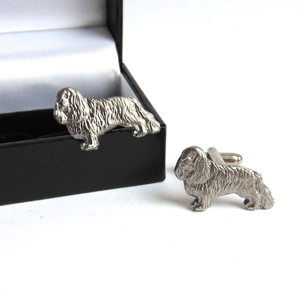 King Charles Spaniel design Pewter Cufflinks Gift Boxed - King Charles Spaniel Gift - Cadeau partenaire mari - Cadeau de mariage pour lui - Cadeau papa