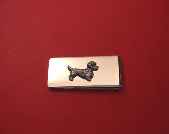 Pinza para billetes con diseño de perro de Dandie Dinmont con motivo de peltre, regalo para madre y padre de Dandie Dinmont