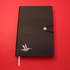 Hummingbird Design A5 Black Notebook Writer's Journal - Hummingbird Gift - Teacher Thankyou Gift - Fin de plazo Regalo