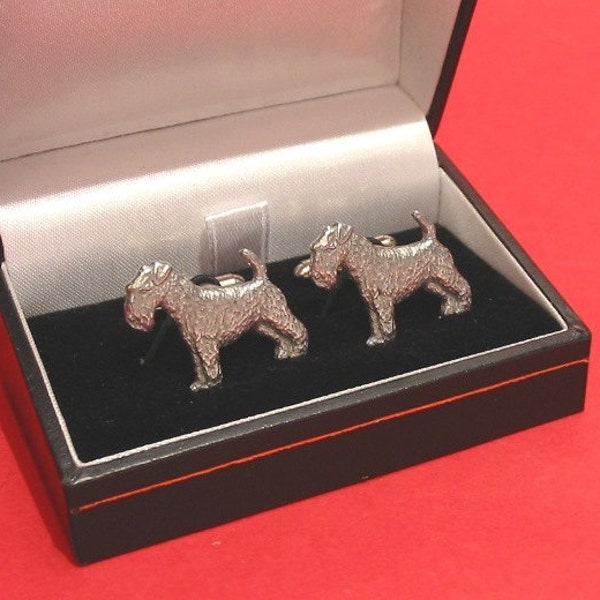 Airedale Terrier design boutons de manchette en étain coffret cadeau - cadeau d'anniversaire papa - cadeau Airedale Terrier - mari partenaire mariage cadeau de Noël