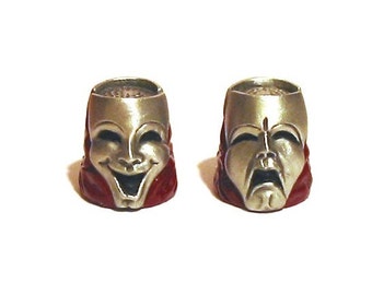 Comedy Tragedy Masks Pewter Thimble - Collectible Thimble - Hand Painted Gift - Thimble Collectors Gift - Theatre Lover Gift - Gift for Mum