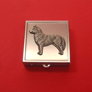 Husky Design Square Chrome Mint / Pill Box Small Trinket Box Pill Case for Medicine Vitamins - Mother&#39;s Day Father&#39;s Day Gift